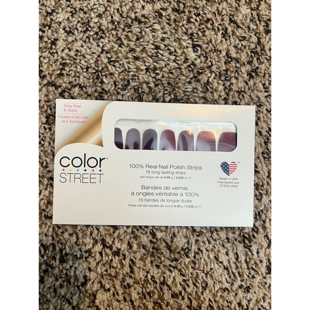 Color Street New York Minute‎ FMS084 Deep Plum Shimmer Nail Polish Strips 16ct